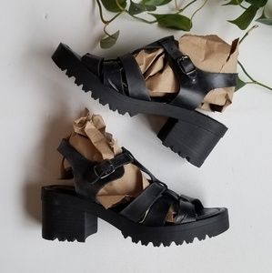 seven dials | Leather Strappy Block Heel Sandals